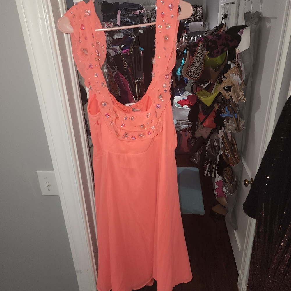NWT ASOS CURVE NEON ORANGE EMBELLISHED DRESS SIZE 18 - Picture 11 of 13